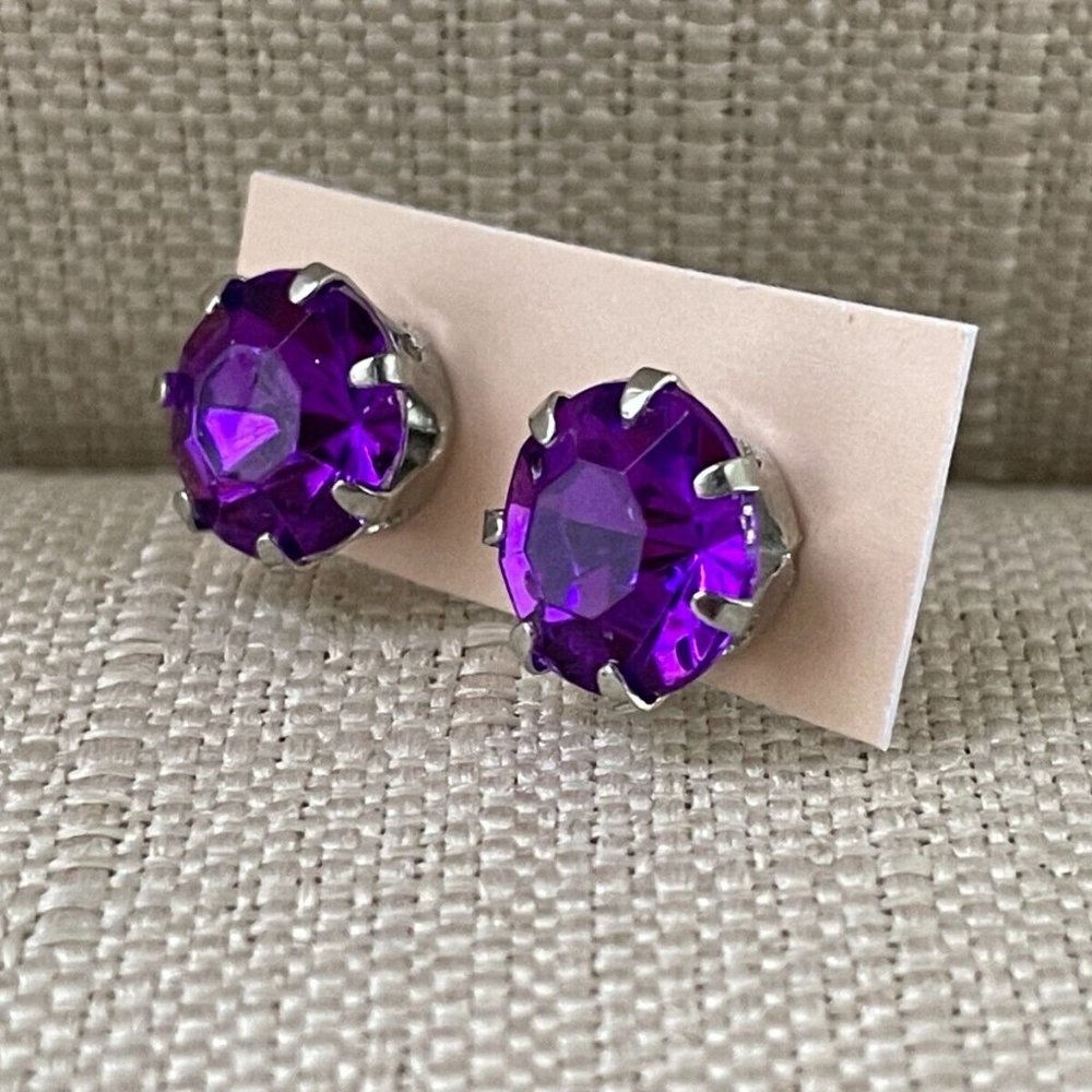 Women Stud Earrings Purple Faux Stone Fashion Ear Jewelry Earrings New - Picture 5 of 8